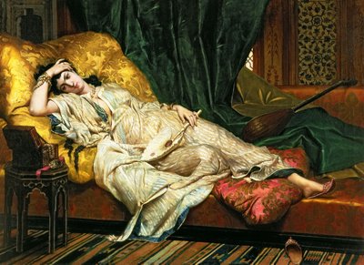Odalisque with a lute, 1876 by Hippolyte Berteaux
